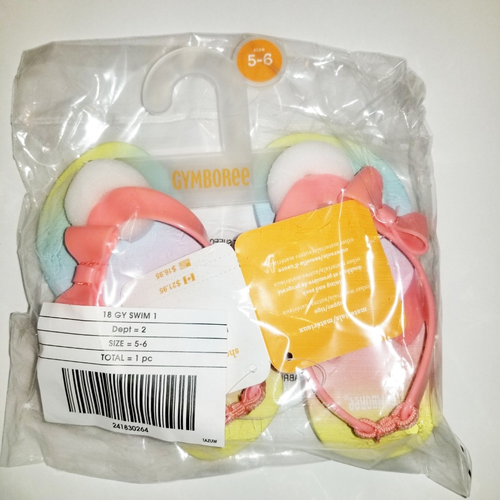 3/$20 GYMBOREE Rainbow Flip Flops Toddler 5-6, 7-8 - Picture 2 of 3